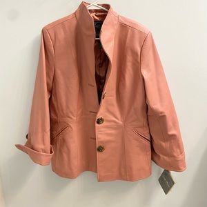 NWOT Terry Lewis Luxuries Leather Coat Pink